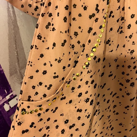 Angel Fye London dress, size S, salmon color with black designs - Picture 3 of 7